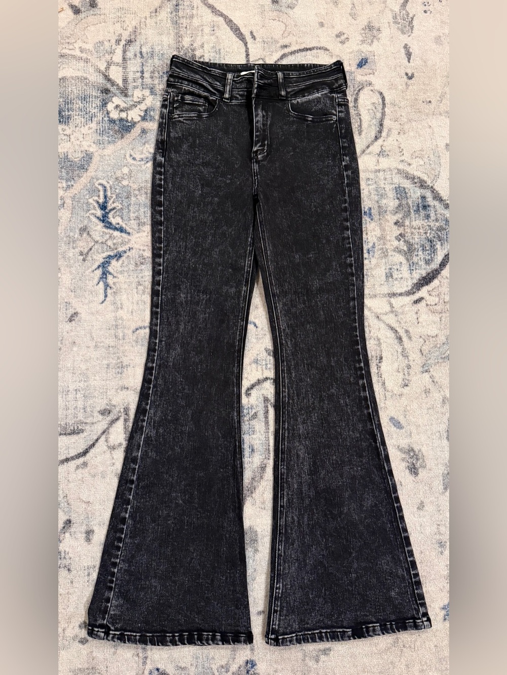 KanCan Black Acid-Wash Flare Jeans